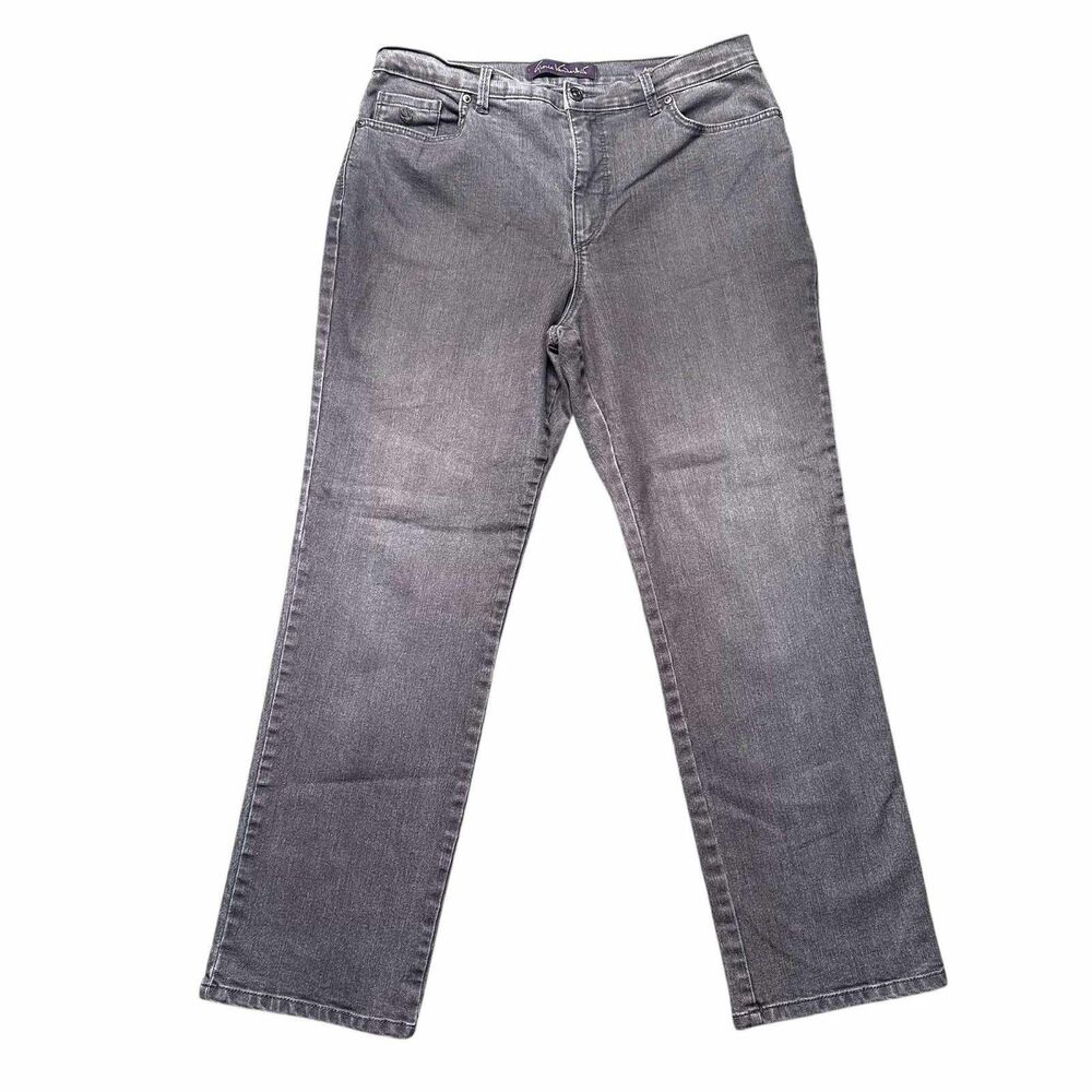 Gloria Vanderbilt Womens 14 Short Amanda Jeans Gray Straight Leg Denim EUC